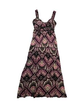 Y2k Charlotte Russe Babydoll Maxi Dress Pink Black Ruffle Tiered Sleeveless Sz M